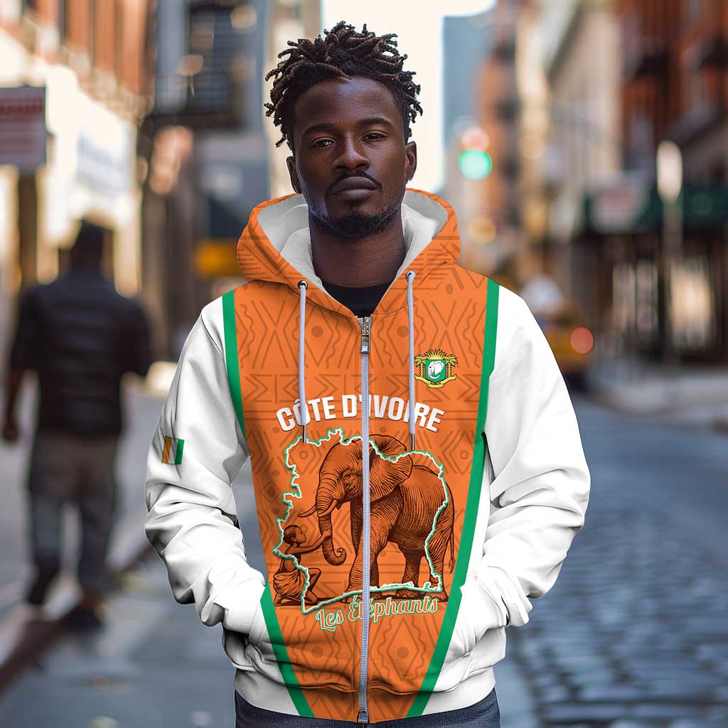 Custom Ivory Coast Football Zip Hoodie 2026 Cote d'Ivoire Les Elephants Orange Version - African Pride