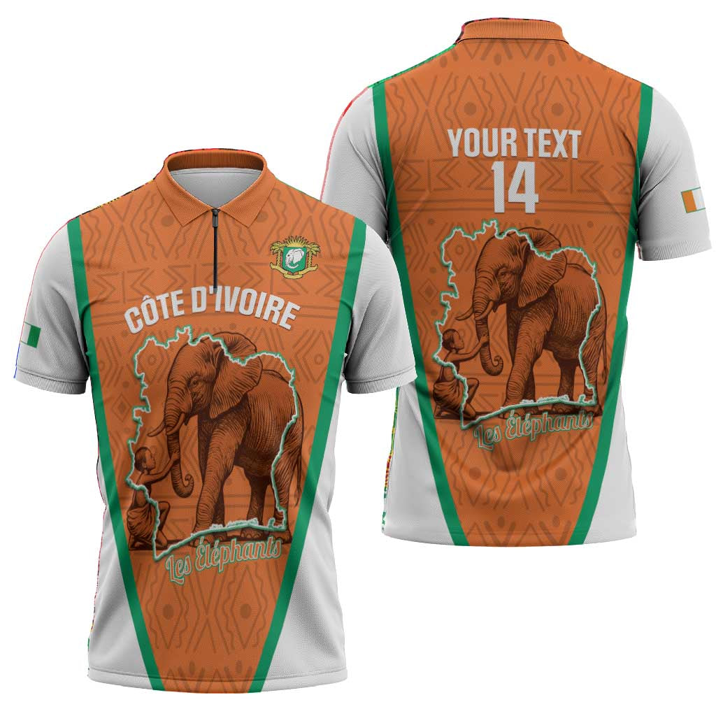 Custom Ivory Coast Football Zipper Polo Shirt 2026 Cote d'Ivoire Les Elephants Orange Version - African Pride
