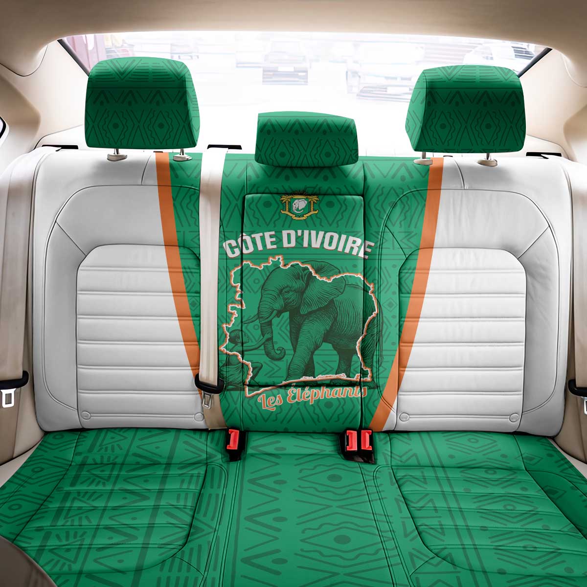 Ivory Coast Football Back Car Seat Cover 2026 Cote d'Ivoire Les Elephants Green Version - African Pride