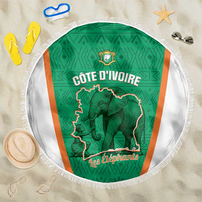 Ivory Coast Football Beach Blanket 2026 Cote d'Ivoire Les Elephants Green Version - African Pride
