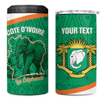 Custom Ivory Coast Football 4 in 1 Can Cooler Tumbler 2026 Cote d'Ivoire Les Elephants Green Version - African Pride