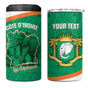Custom Ivory Coast Football 4 in 1 Can Cooler Tumbler 2026 Cote d'Ivoire Les Elephants Green Version - African Pride