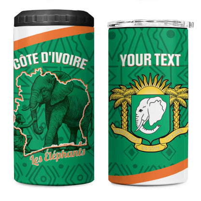 Custom Ivory Coast Football 4 in 1 Can Cooler Tumbler 2026 Cote d'Ivoire Les Elephants Green Version - African Pride