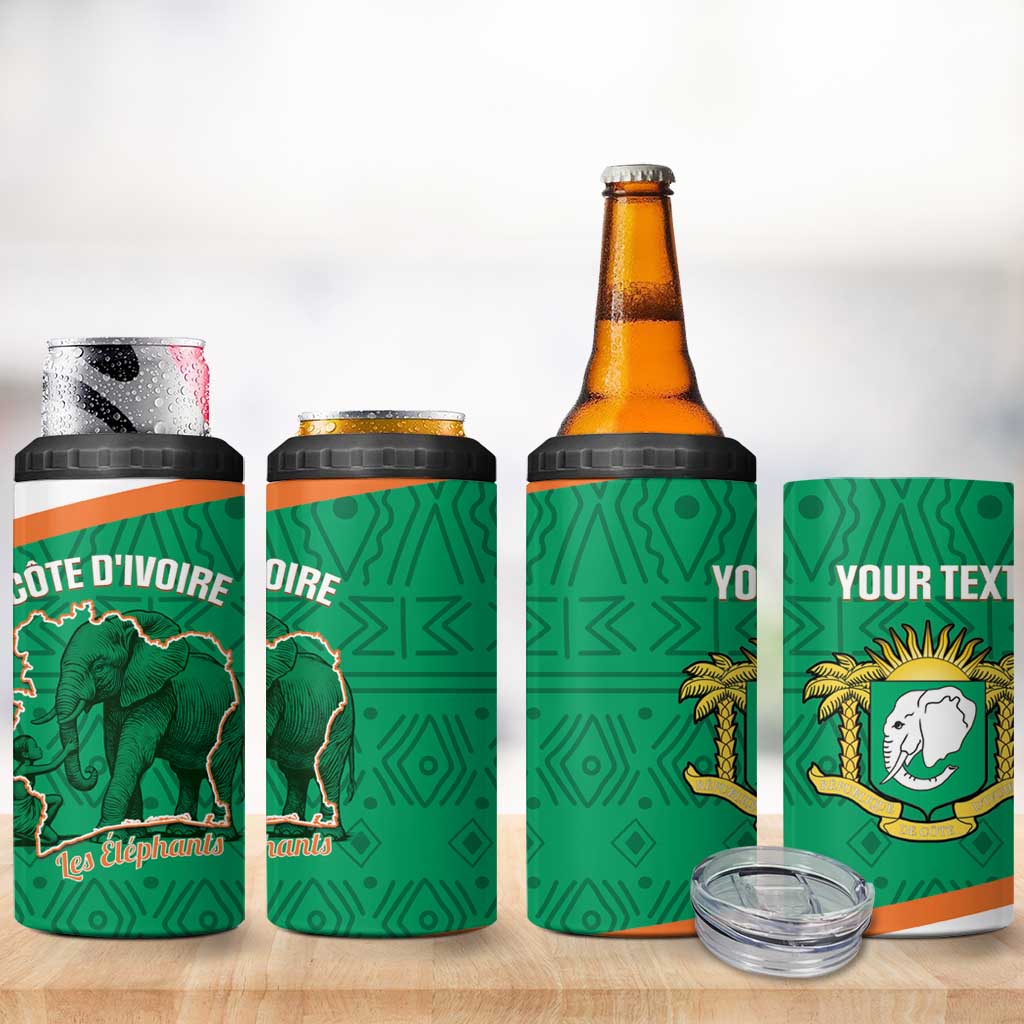 Custom Ivory Coast Football 4 in 1 Can Cooler Tumbler 2026 Cote d'Ivoire Les Elephants Green Version - African Pride