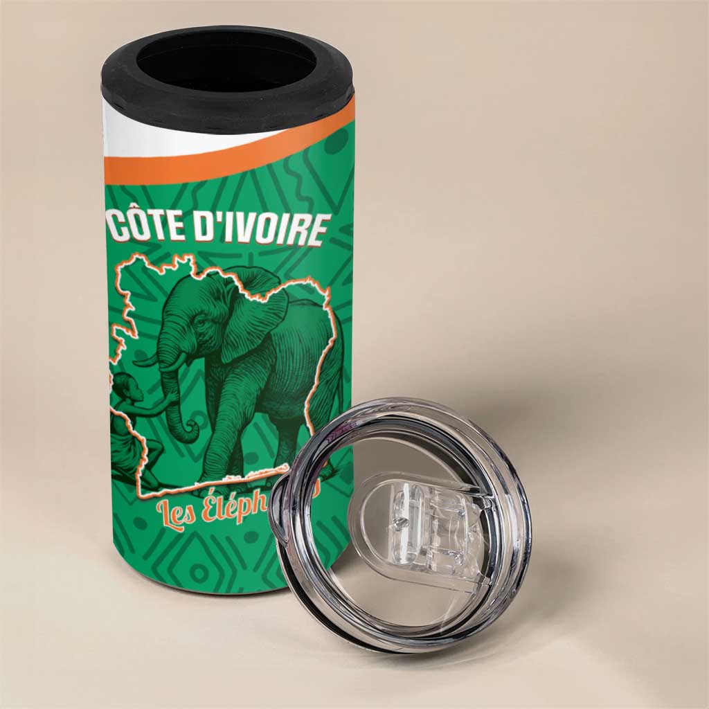 Custom Ivory Coast Football 4 in 1 Can Cooler Tumbler 2026 Cote d'Ivoire Les Elephants Green Version - African Pride
