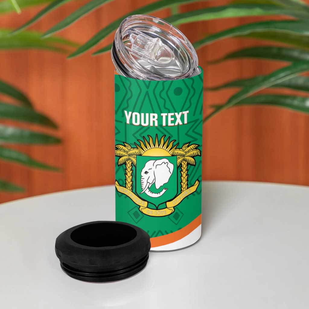 Custom Ivory Coast Football 4 in 1 Can Cooler Tumbler 2026 Cote d'Ivoire Les Elephants Green Version - African Pride