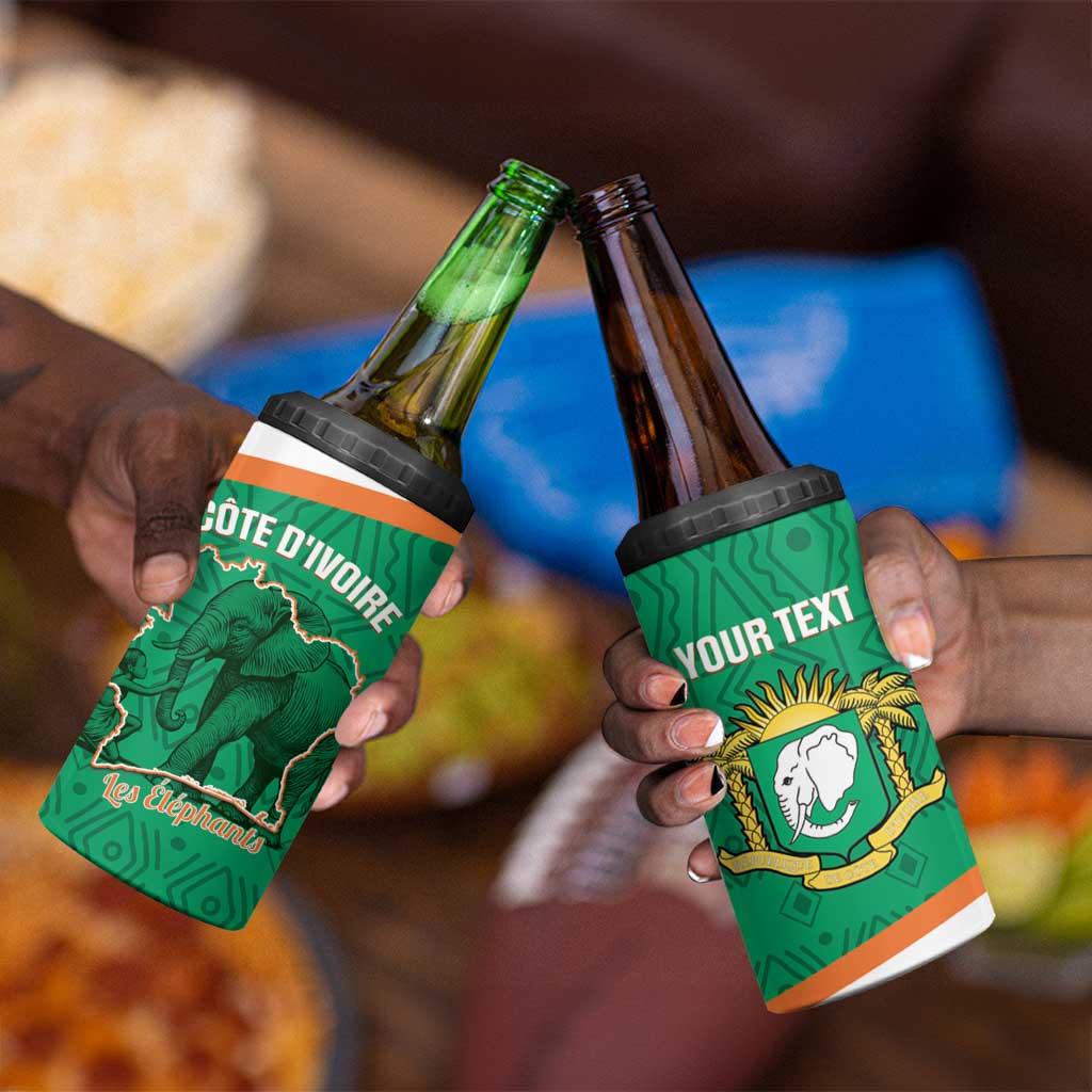 Custom Ivory Coast Football 4 in 1 Can Cooler Tumbler 2026 Cote d'Ivoire Les Elephants Green Version - African Pride