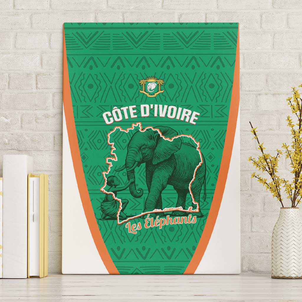 Ivory Coast Football Canvas Wall Art 2026 Cote d'Ivoire Les Elephants Green Version - African Pride