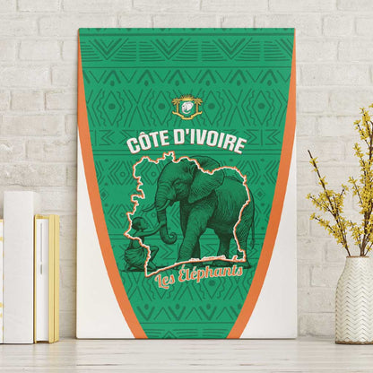 Ivory Coast Football Canvas Wall Art 2026 Cote d'Ivoire Les Elephants Green Version - African Pride