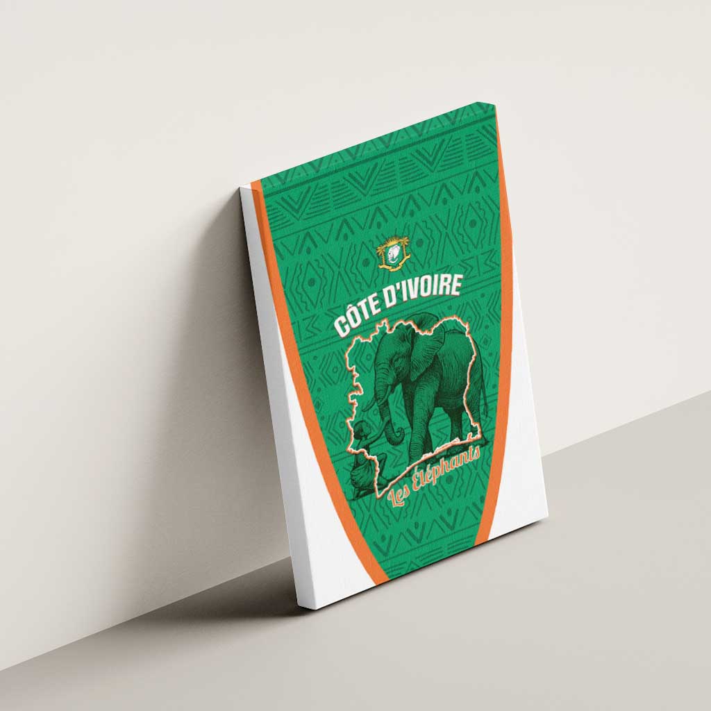 Ivory Coast Football Canvas Wall Art 2026 Cote d'Ivoire Les Elephants Green Version - African Pride