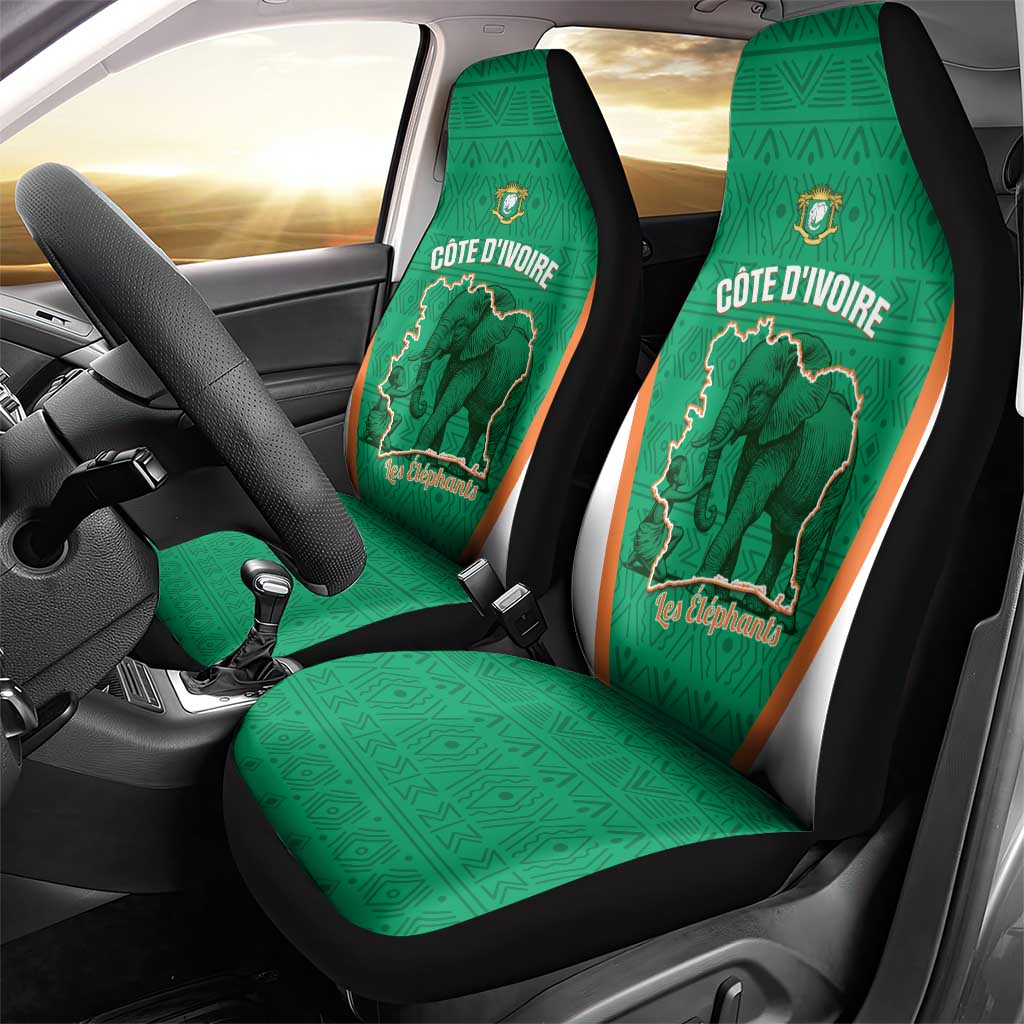 Ivory Coast Football Car Seat Cover 2026 Cote d'Ivoire Les Elephants Green Version - African Pride
