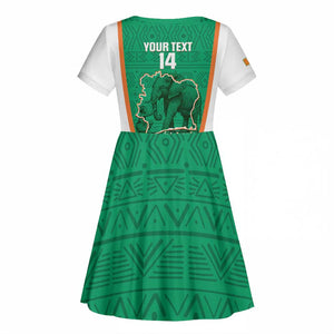 Custom Ivory Coast Football Kid Short Sleeve Dress 2026 Cote d'Ivoire Les Elephants Green Version LT14