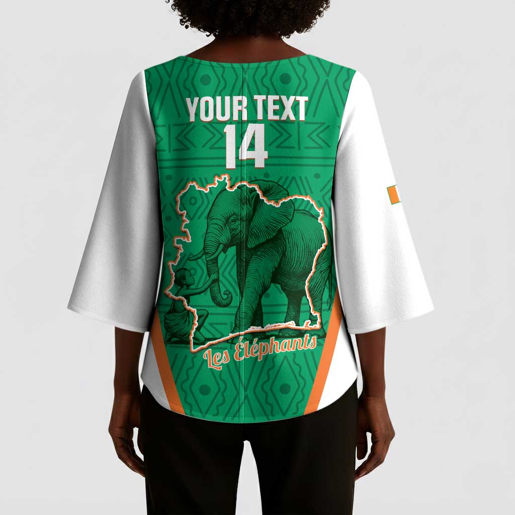 Custom Ivory Coast Football Kimono Sleeve Blouse 2026 Cote d'Ivoire Les Elephants Green Version - African Pride
