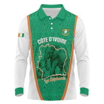 Custom Ivory Coast Football Long Sleeve Polo Shirt 2026 Cote d'Ivoire Les Elephants Green Version - African Pride