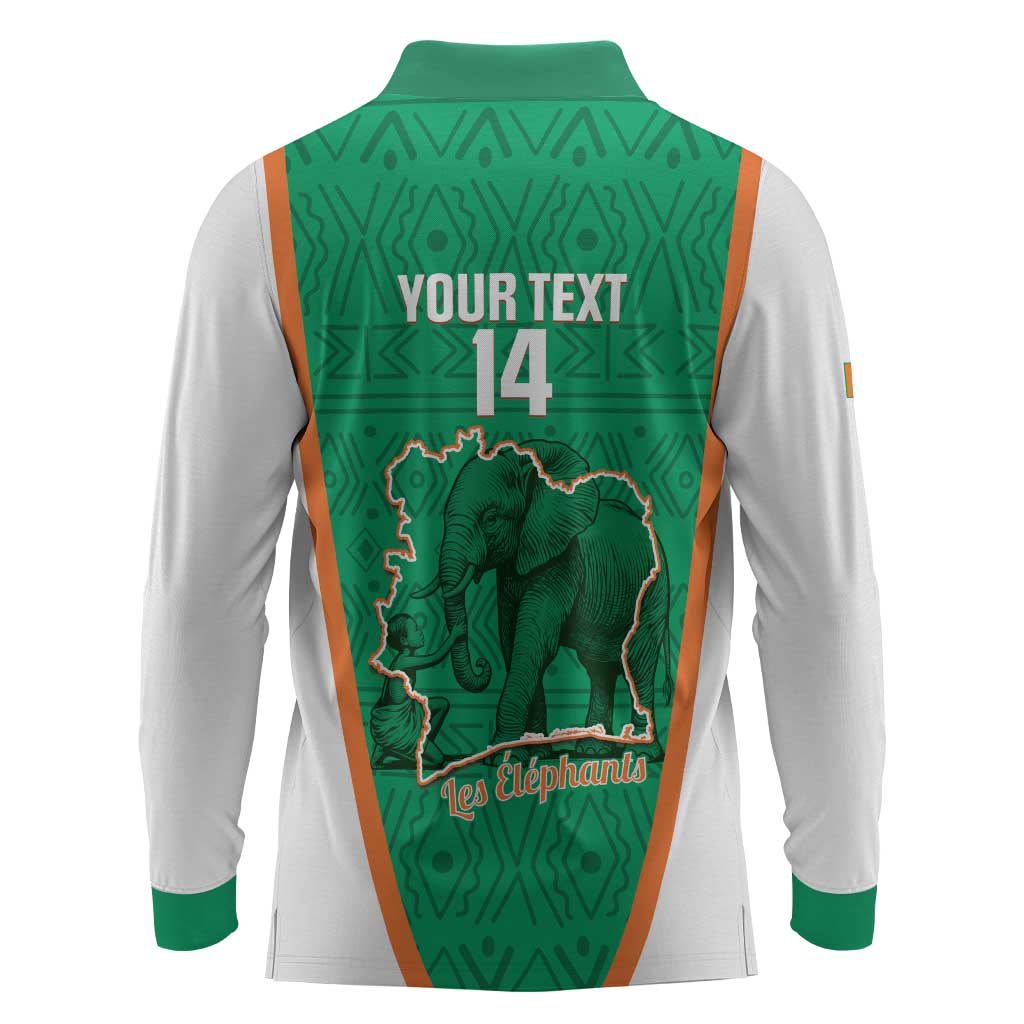 Custom Ivory Coast Football Long Sleeve Polo Shirt 2026 Cote d'Ivoire Les Elephants Green Version - African Pride