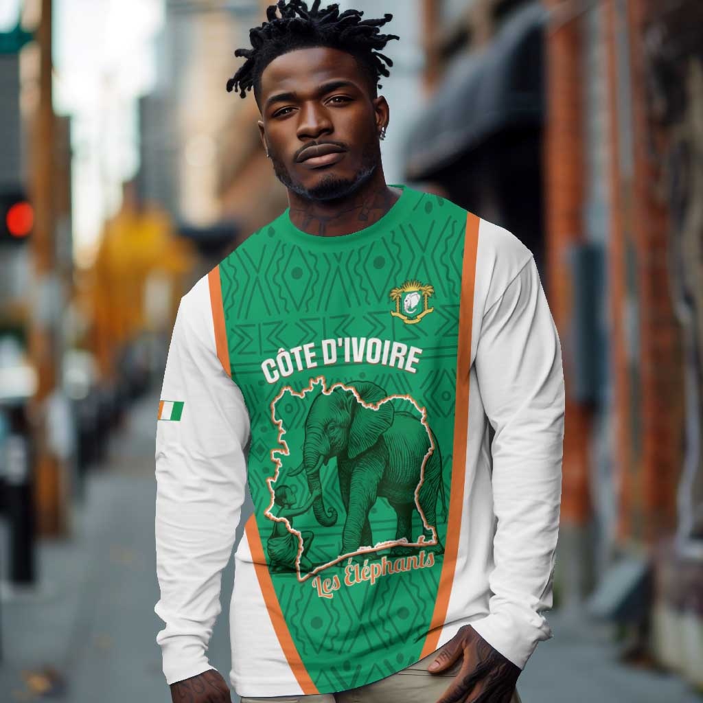 Custom Ivory Coast Football Long Sleeve Shirt 2026 Cote d'Ivoire Les Elephants Green Version - African Pride