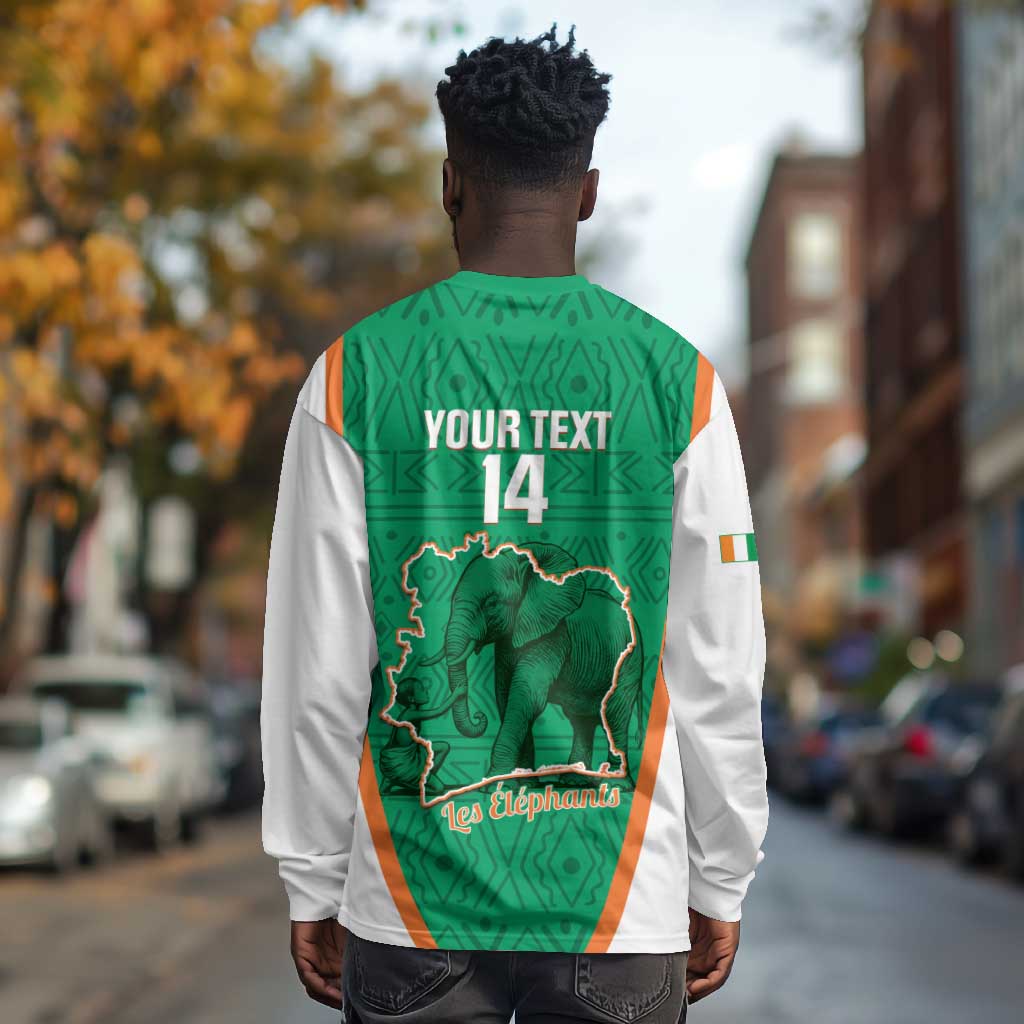Custom Ivory Coast Football Long Sleeve Shirt 2026 Cote d'Ivoire Les Elephants Green Version - African Pride