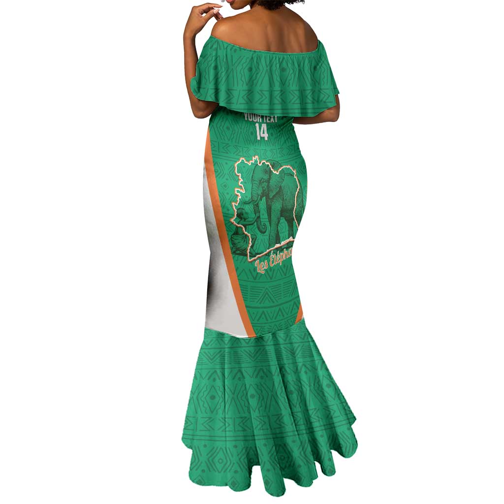 Custom Ivory Coast Football Mermaid Dress 2026 Cote d'Ivoire Les Elephants Green Version - African Pride