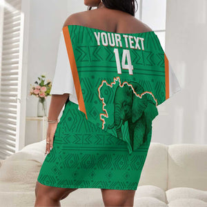 Custom Ivory Coast Football Off Shoulder Short Dress 2026 Cote d'Ivoire Les Elephants Green Version - African Pride