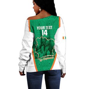 Custom Ivory Coast Football Off Shoulder Sweater 2026 Cote d'Ivoire Les Elephants Green Version - African Pride
