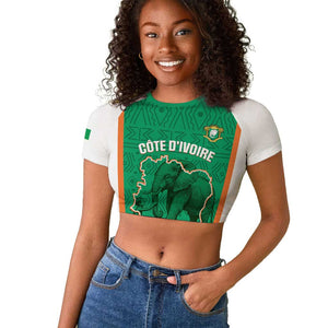 Custom Ivory Coast Football Raglan Cropped T shirt 2026 Cote d'Ivoire Les Elephants Green Version LT14