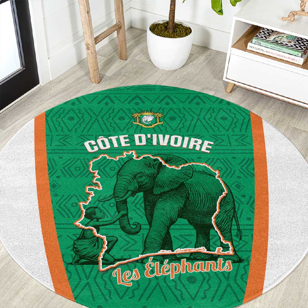 Ivory Coast Football Round Carpet 2026 Cote d'Ivoire Les Elephants Green Version - African Pride
