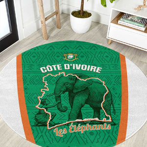 Ivory Coast Football Round Carpet 2026 Cote d'Ivoire Les Elephants Green Version - African Pride
