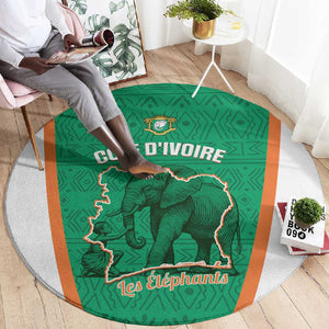Ivory Coast Football Round Carpet 2026 Cote d'Ivoire Les Elephants Green Version - African Pride