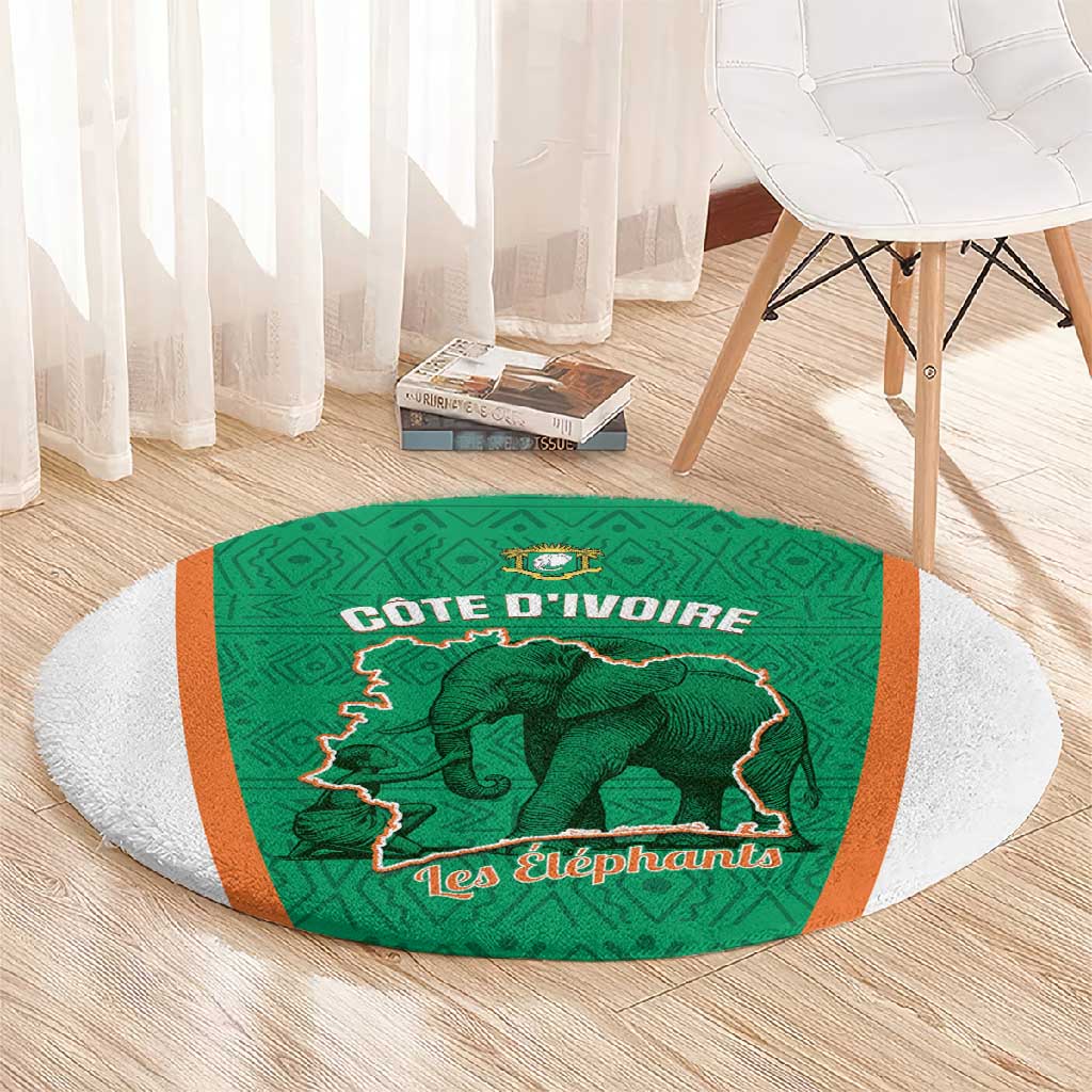 Ivory Coast Football Round Carpet 2026 Cote d'Ivoire Les Elephants Green Version - African Pride