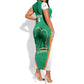 Custom Ivory Coast Football Short Sleeve Bodycon Dress 2026 Cote d'Ivoire Les Elephants Green Version LT14