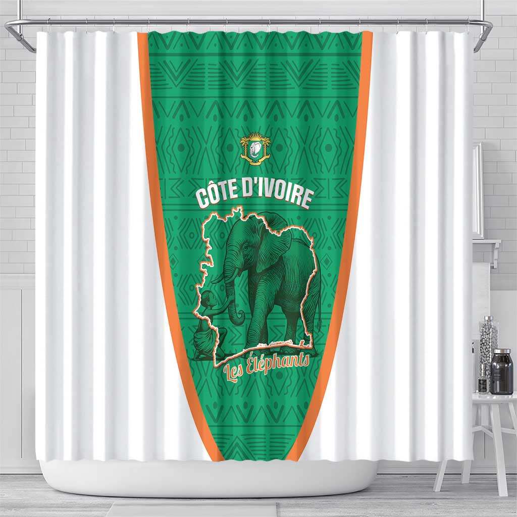 Ivory Coast Football Shower Curtain 2026 Cote d'Ivoire Les Elephants Green Version - African Pride