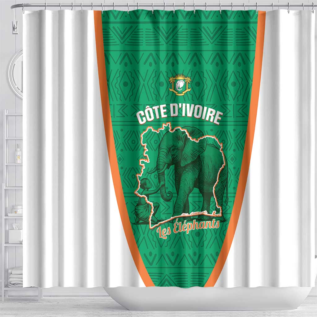 Ivory Coast Football Shower Curtain 2026 Cote d'Ivoire Les Elephants Green Version - African Pride