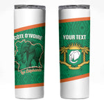 Custom Ivory Coast Football Skinny Tumbler 2026 Cote d'Ivoire Les Elephants Green Version - African Pride