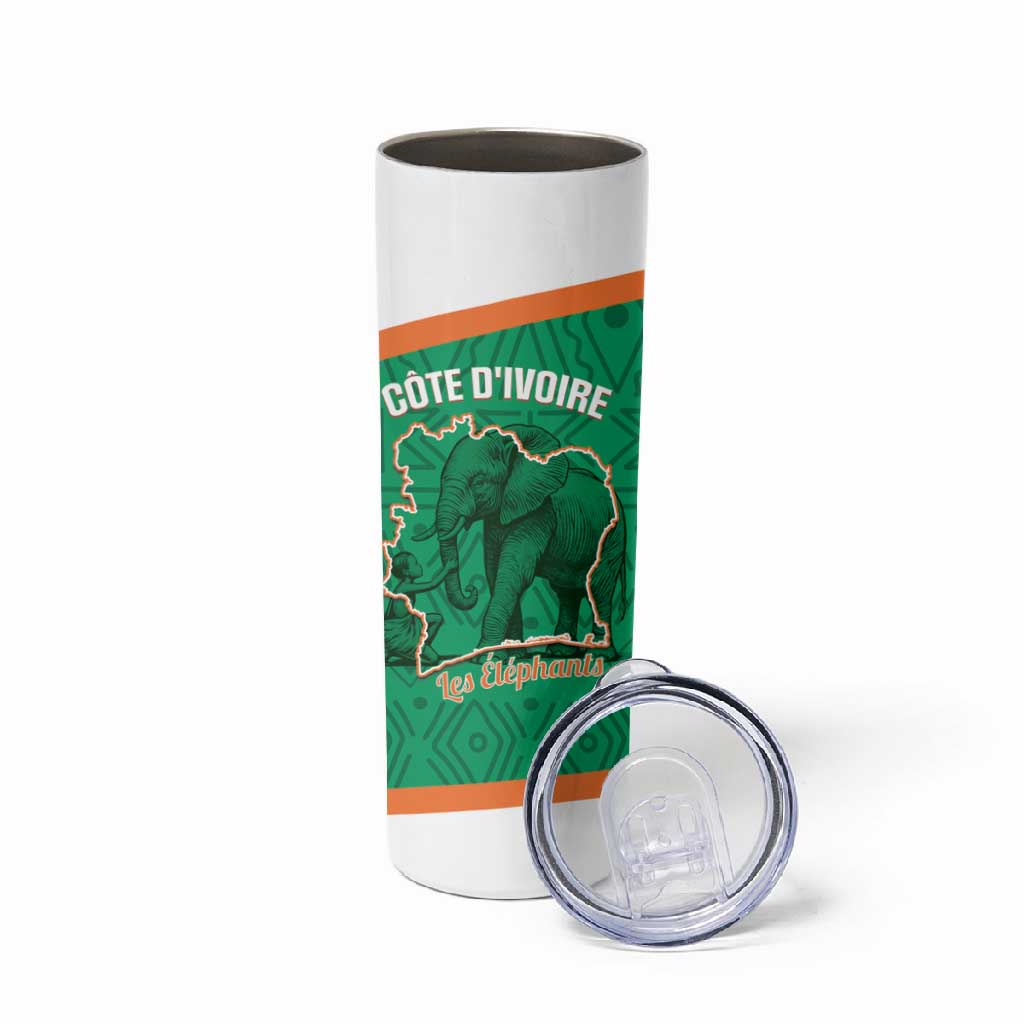Custom Ivory Coast Football Skinny Tumbler 2026 Cote d'Ivoire Les Elephants Green Version - African Pride