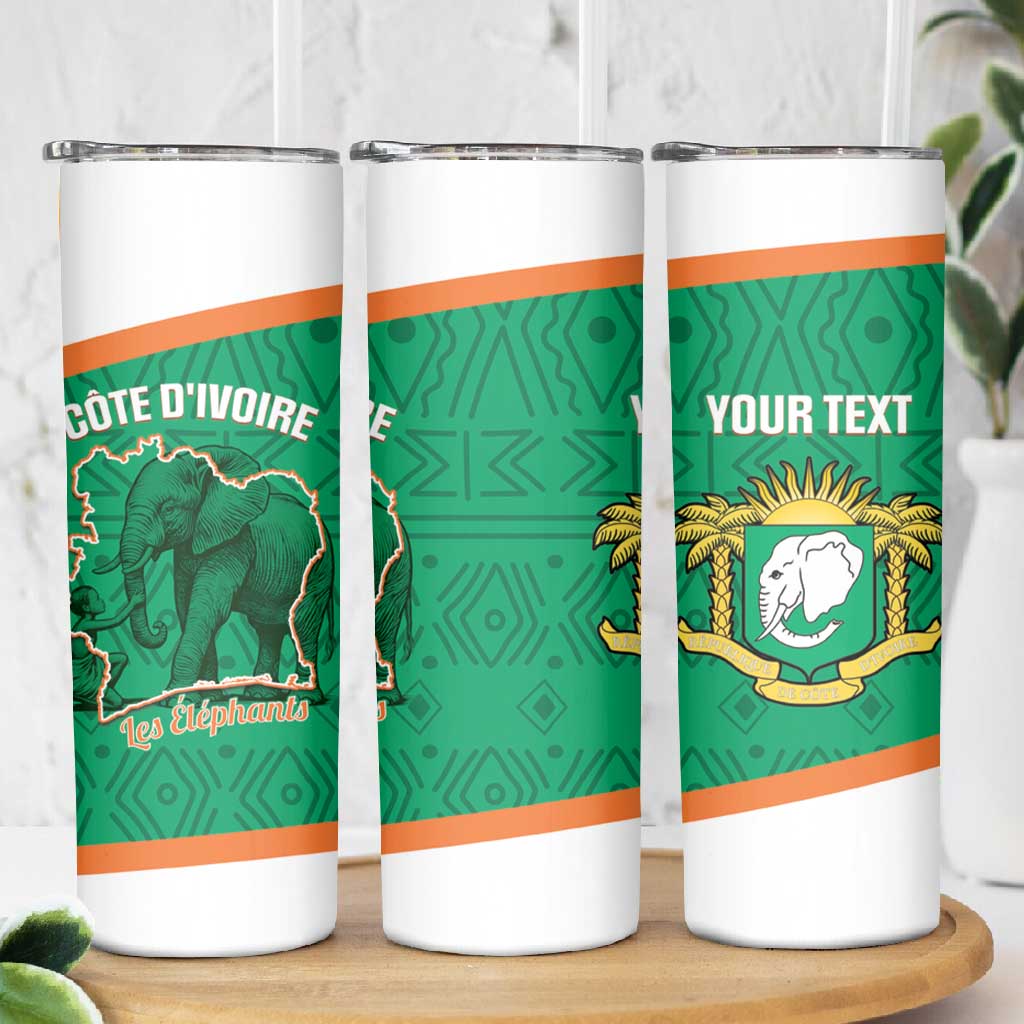 Custom Ivory Coast Football Skinny Tumbler 2026 Cote d'Ivoire Les Elephants Green Version - African Pride