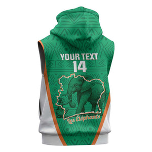 Custom Ivory Coast Football Sleeveless Hoodie 2026 Cote d'Ivoire Les Elephants Green Version - African Pride