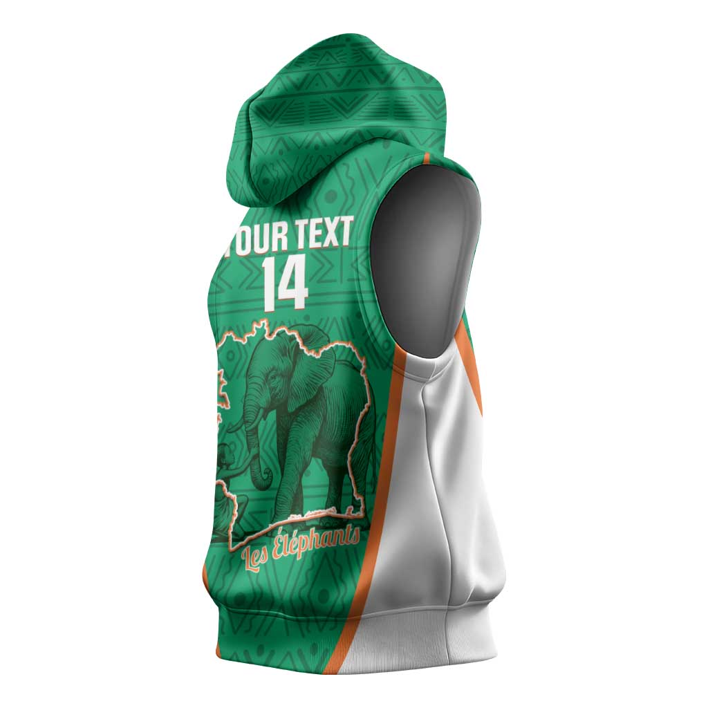 Custom Ivory Coast Football Sleeveless Hoodie 2026 Cote d'Ivoire Les Elephants Green Version - African Pride