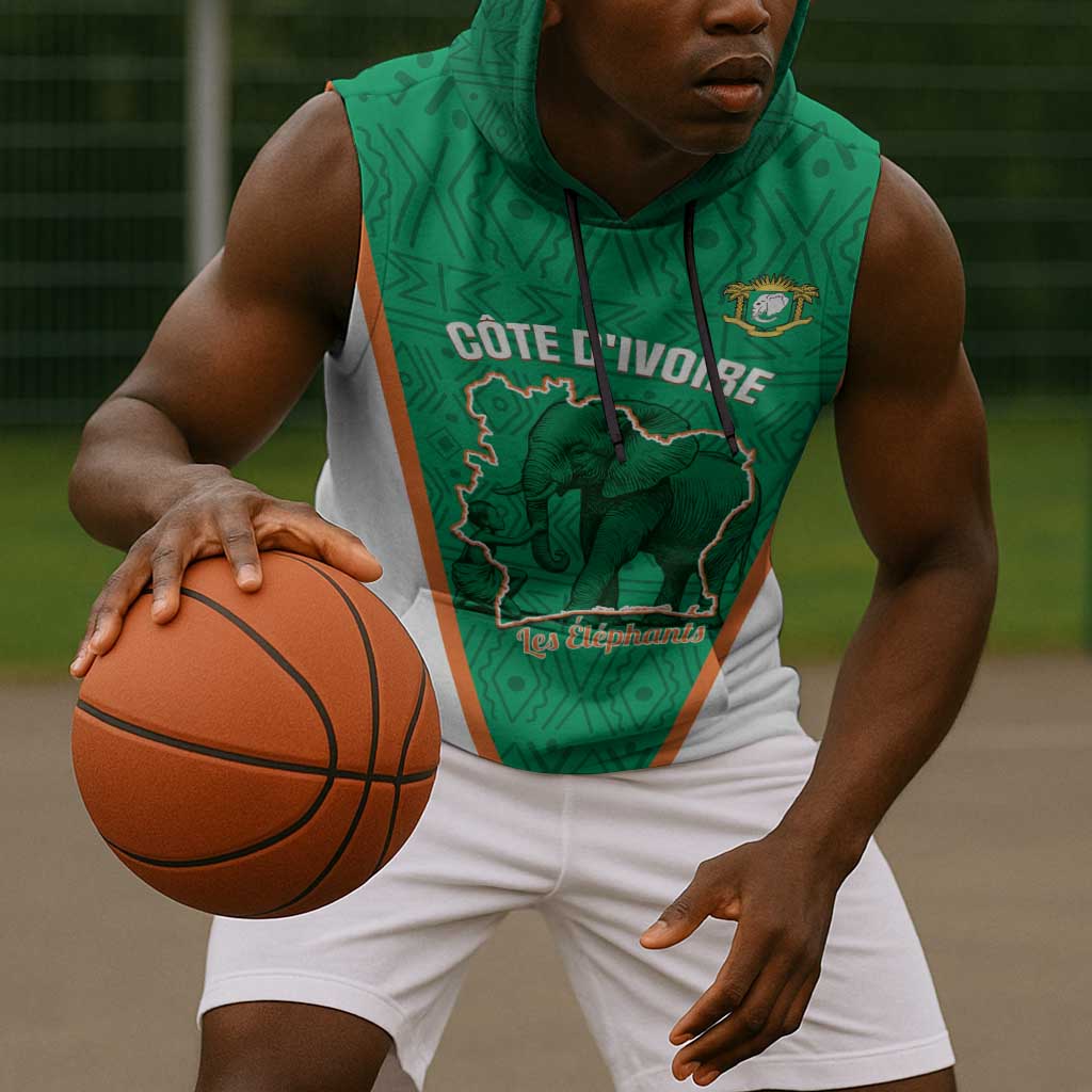 Custom Ivory Coast Football Sleeveless Hoodie 2026 Cote d'Ivoire Les Elephants Green Version - African Pride