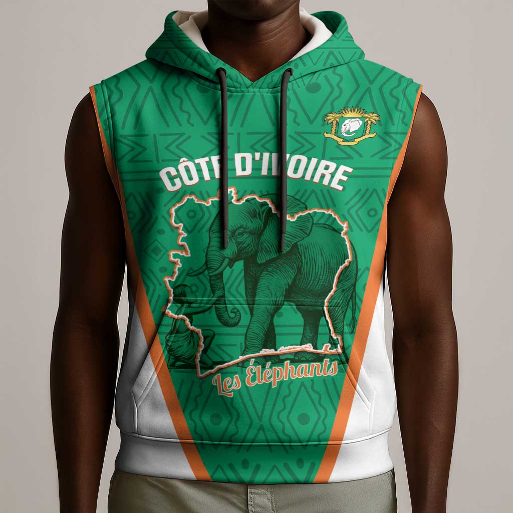 Custom Ivory Coast Football Sleeveless Hoodie 2026 Cote d'Ivoire Les Elephants Green Version - African Pride