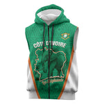 Custom Ivory Coast Football Sleeveless Zip Hoodie 2026 Cote d'Ivoire Les Elephants Green Version - African Pride