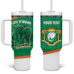 Custom Ivory Coast Football Tumbler With Handle 2026 Cote d'Ivoire Les Elephants Green Version - African Pride