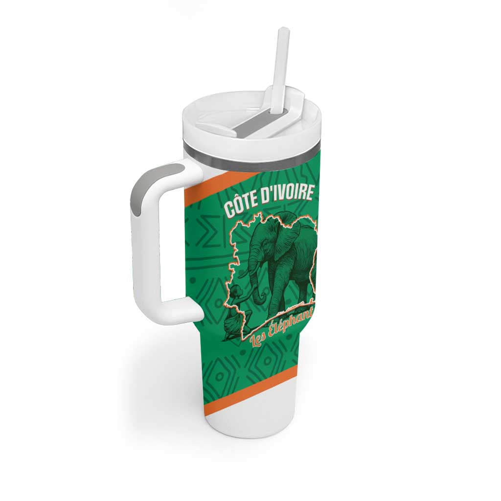 Custom Ivory Coast Football Tumbler With Handle 2026 Cote d'Ivoire Les Elephants Green Version - African Pride
