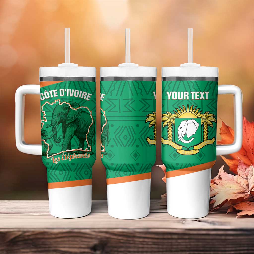 Custom Ivory Coast Football Tumbler With Handle 2026 Cote d'Ivoire Les Elephants Green Version - African Pride
