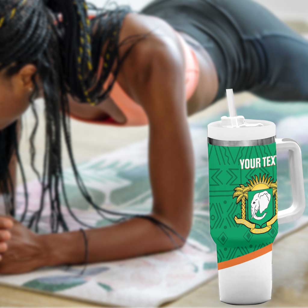 Custom Ivory Coast Football Tumbler With Handle 2026 Cote d'Ivoire Les Elephants Green Version - African Pride