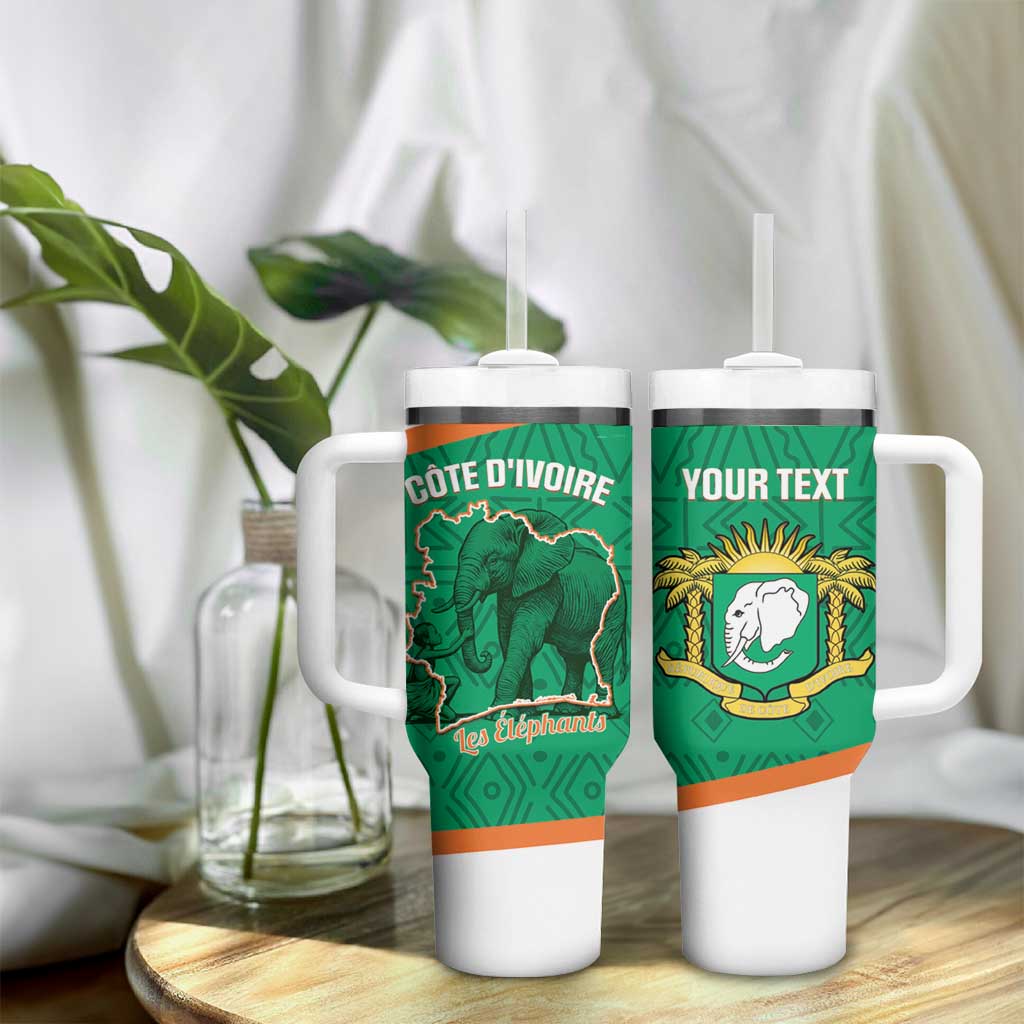Custom Ivory Coast Football Tumbler With Handle 2026 Cote d'Ivoire Les Elephants Green Version - African Pride