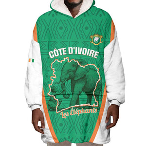 Custom Ivory Coast Football Wearable Blanket Hoodie 2026 Cote d'Ivoire Les Elephants Green Version - African Pride