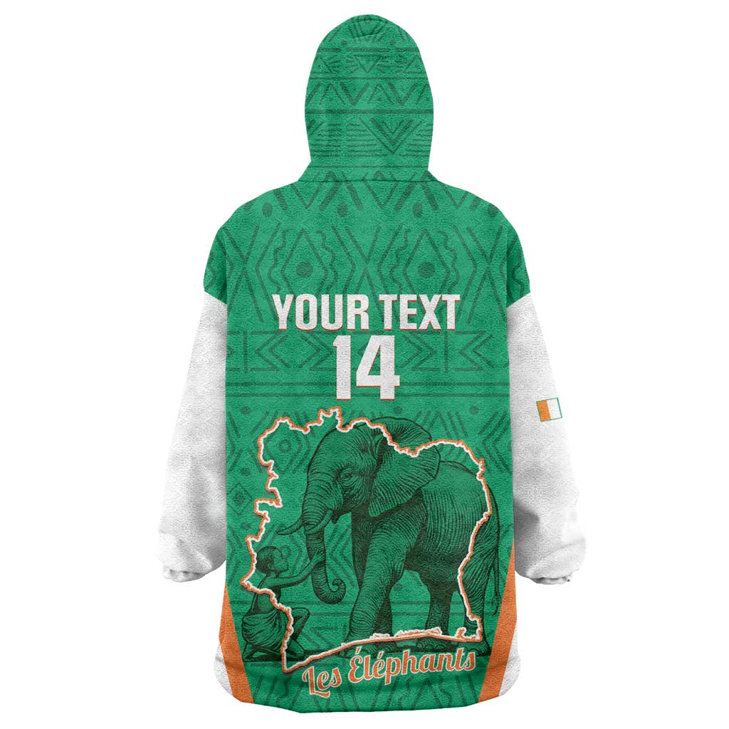 Custom Ivory Coast Football Wearable Blanket Hoodie 2026 Cote d'Ivoire Les Elephants Green Version - African Pride