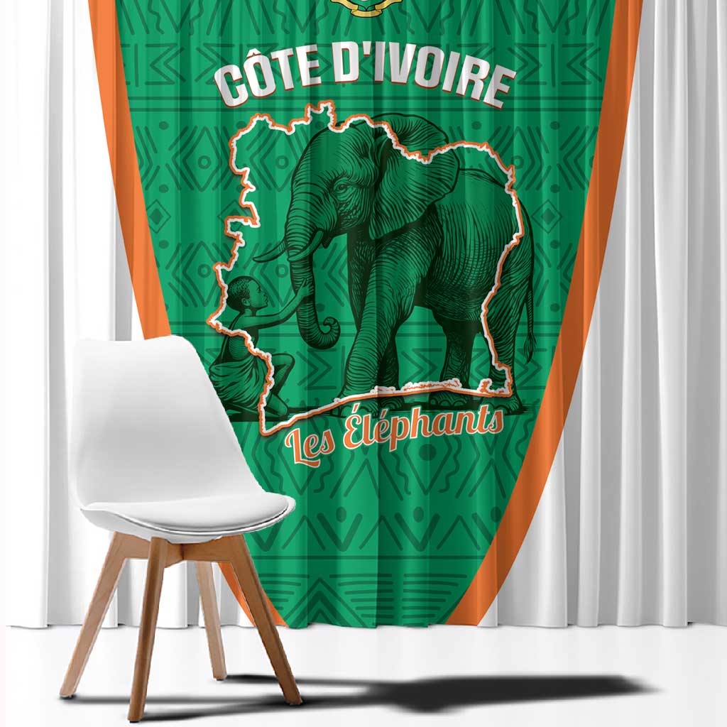 Ivory Coast Football Window Curtain 2026 Cote d'Ivoire Les Elephants Green Version - African Pride