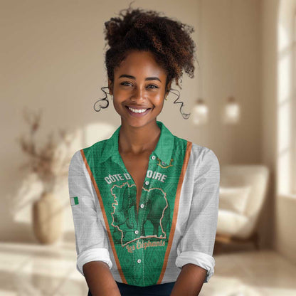 Custom Ivory Coast Football Women Casual Shirt 2026 Cote d'Ivoire Les Elephants Green Version - African Pride