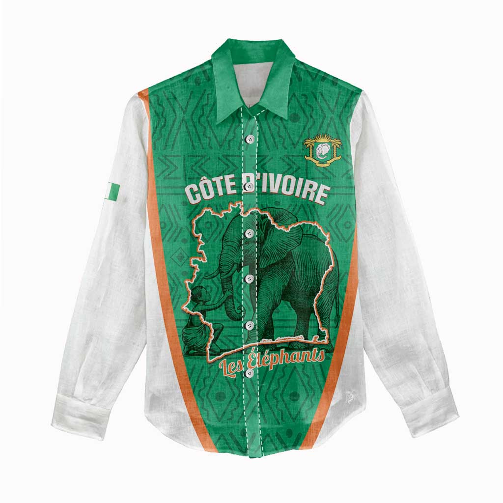 Custom Ivory Coast Football Women Casual Shirt 2026 Cote d'Ivoire Les Elephants Green Version - African Pride